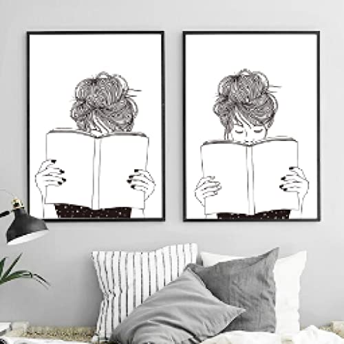 Toile peinture noir blanc étude fille pour sublimer un salon scandinave épuré