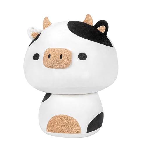 Mewaii MEPI000MUS0393W2 Squishy Cloud-Like Softness, Trending Kawaii Black White Cow Mushroom Plush Pillow cover
