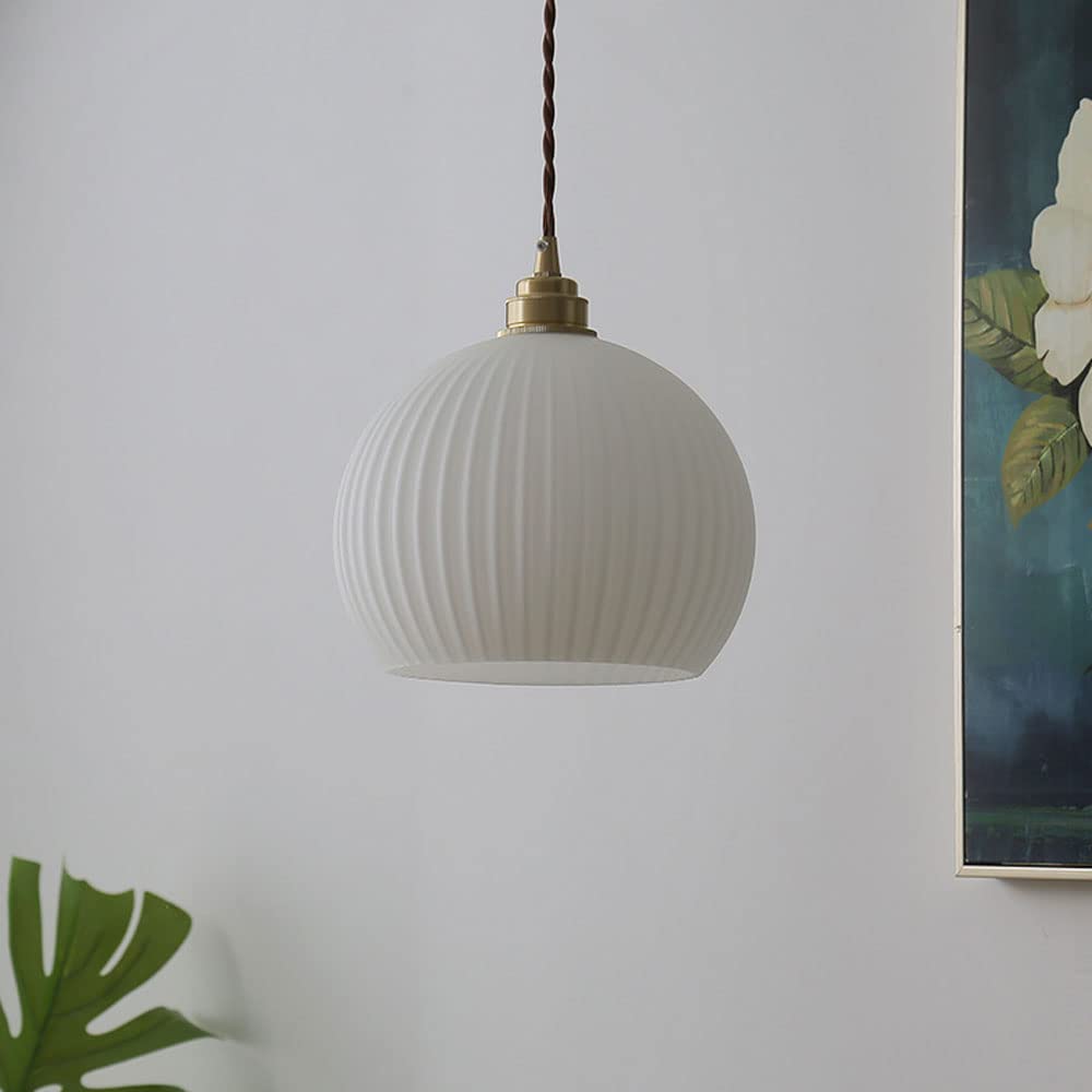 Lámpara Colgante de Techo de Cristal Transparente/Mate con Forma de semicírculo, portalámparas de latón Inoxidable E27, Cable Ajustable, lámpara de Techo, lámpara de araña de un Solo Cabezal para
