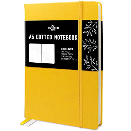 Stationery Island A5 Gestippeld Notitieboek - Zonnebloem. Harde Kaft Bullet Journal Met 180 Paginas En 120gsm Kwaliteitspapier
