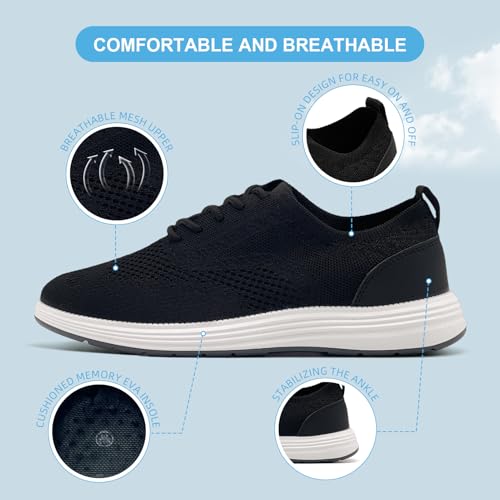 Men’s Casual Dress Oxfords Shoes Comfortable Business Fashion Sneakers Loafers Walking Shoes for Men Barefoot Tennis Black3