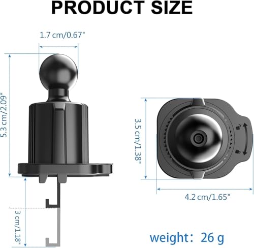 Yjemle Clip universel noir pour grille d'aération de voiture - Support de téléphone portable - Avec joint à rotule - Pour la plupart des supports de voiture - Clip universel pour téléphone portable – vue 2