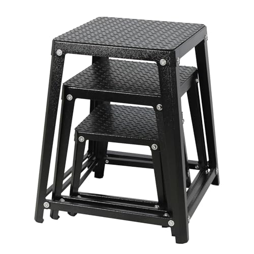 FORJAMINT Plyometric Jump Box Set,12/18/24 Inch Anti-slip Jump Box Exercise,Black