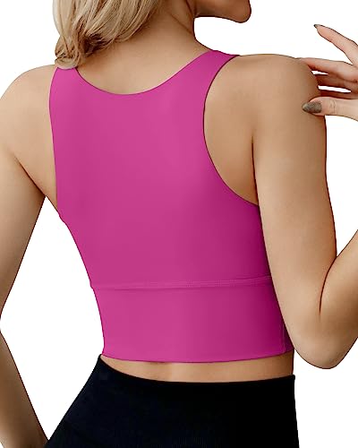 Image of Ama Larsi High Neck Longline Sports Bra for Women | Padded, Medium Impact, Wirefree, Workout Crop Tank Tops, Yoga Gym