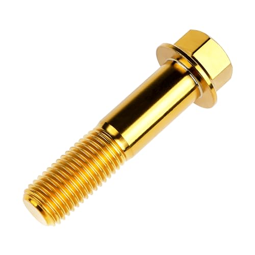 Image of Titanium Bolt Hex Small Flange Head M12x50mm Pitch 1.25, Gold | 30 35 40 45 50 55 60 65 70 75 80 85 90mm 1.25 /1.5mm Pitch Screws for Motorcycle Car Modification Pack of 4