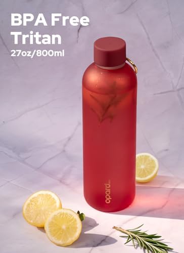 Opard Slim Water Bottle 27oz, Dishwasher Safe Plastic Water Bottle BPA-Free, Leakproof Screw Top, Cranberries Red, Reusable for Travel School Sport Gym Hiking - 4