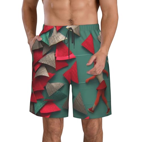 Triangular Origami Men's Beach Pants-Quick-Dry & Comfortable Mens Beach Shorts for Men, Perfect for Surfing and Everyday Wear White