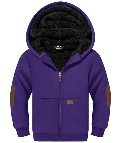 Image of SWISSWELL Unisex Boys Girls Fleece Hoodie Sherpa Lined Jacket Zip Up Hooded Sweatshirt Winter Outerwear for Kids