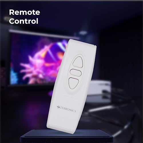 Image of ZEBRONICS PSM84A Motorised Projector Screen, 84 inches, Roll Mechanism, Supports 4K, Matte Finish, 4:3 Aspect Ratio, High Gain Fabric, Control Pod, Remote Control, Wall & Ceiling Mountable