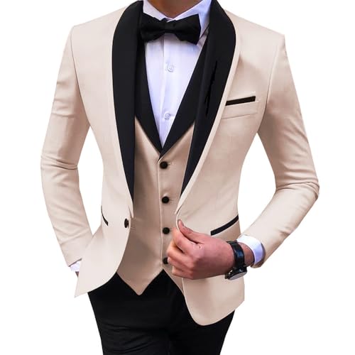 Mens Tuxedo Suits 3 Piece Set Slim Fit Shawl Lapel Jacket Vest Pants Suit for Men Tuxedo Wedding Party Dinner Prom