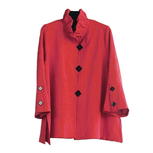 Moonlight by Y&S Bell Sleeve Button Front Shirt/Jacket (XX-Large, Red)
