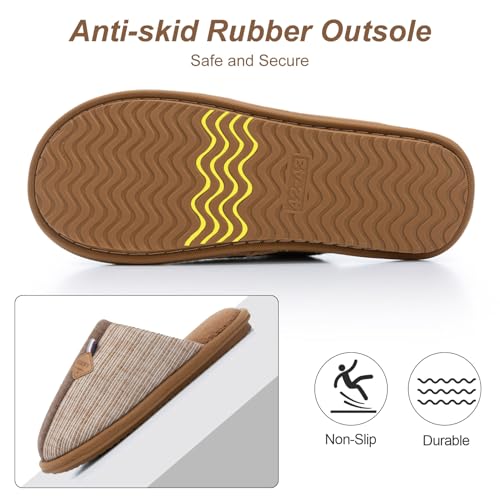 Image of GOEWY Mens Two-Tone House Slippers with Memory Foam Cozy Warm Slip On House Shoes for Indoor Outdoor Gifts for Men Him Dad