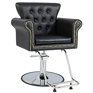 S AFSTAR Salon Chair, Heavy-Duty Hydraulic Barber Chair, Height Adjustable, 360° Rotation, PVC Leather Hair Styling Chair, Retro Spa Salon Styling Beauty Equipment for Makeup Tattoo Chair