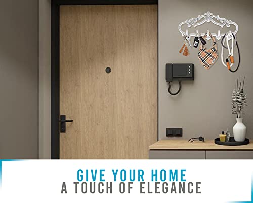 Comfify Cast Iron Wall Mounted Hanger Vintage Design With 5 Hooks - Keys, Towels, Coats Etc - Wall Mounted, Metal, Heavy Duty, Rustic, Vintage, Decorative Gift Idea - 12.6X5.9” - Rustic White #TOP2