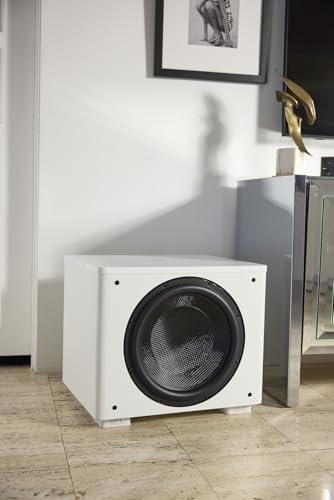 Image of REL HT /1510 Predator 15-Inch Powered Subwoofer - Impactful Deep Bass for HiFi Home Theater, Audiophile Stereo Systems & Surround Sound. Premium High-End Subwoofer Design in Line Grained White Finish