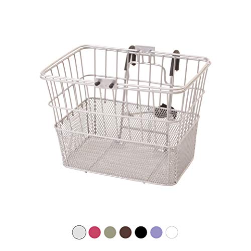 Retrospec Bicycles Detachable Steel Half-Mesh Apollo Bike Basket with Handles, Silver
