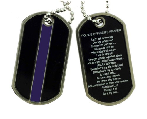 Thin Blue Line Police Prayer Dog Tag