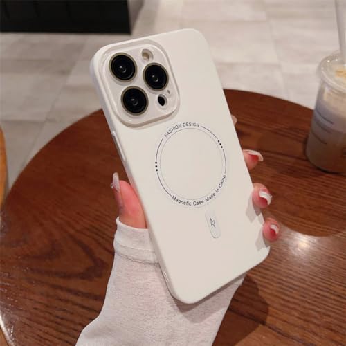 Coque iPhone 15 Pro Max anti-jaunissement mince avec protection caméra magnétique