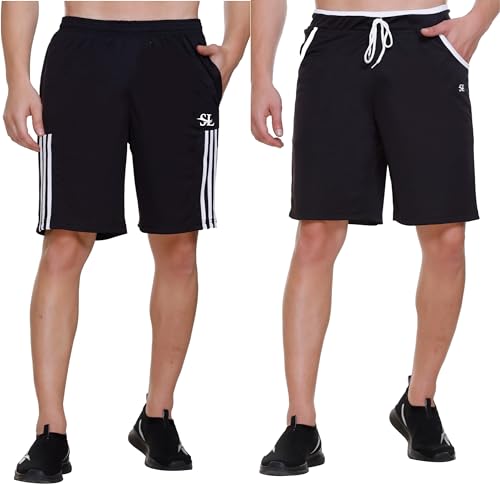 Image of Men's Shorts | Shorts for Men's | Men's Cotton Shorts | Dual Pocket Sleep Shorts - Regular Shorts - Workout, Gym, Running, Sports and Yoga Shorts - Pack of 2