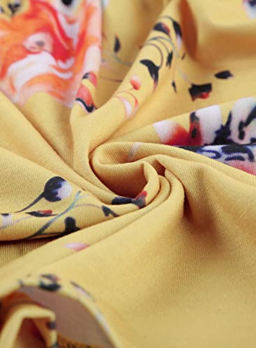 Ecokauer Little Girls Spring Summer Dresses Casual Floral Print Long Sleeve Empire Waist Pleated Casual Swing Maxi Dress With Pockets School Party Holiday Dresses Size 6 7 Yellow #TOP7