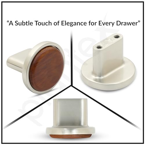 Image of Plantex Knobs for Drawer /Round Drawer Knobs /Knobs for Cabinets /Pull-Push Knobs for Kitchen /Bedroom Drawer - Pack of 2 (Small, Satin & Wood)