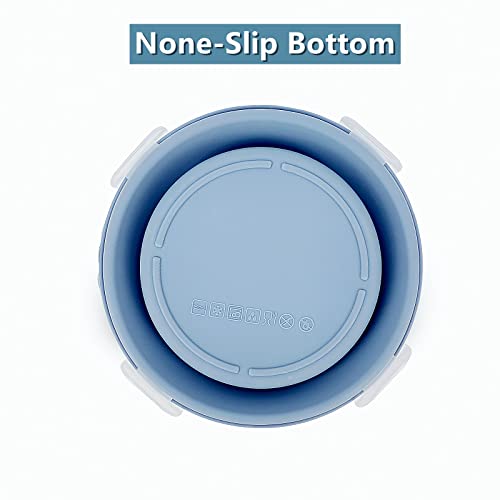 Lunbengo 3Piece Collapsible Bowl With Lids, Microwave Silicone Meal Prep Lunch Containers, Ideal Food Bowls For Snacks, Fruits, Oatmeal, Camping Travel, Round, Blue #TOP5