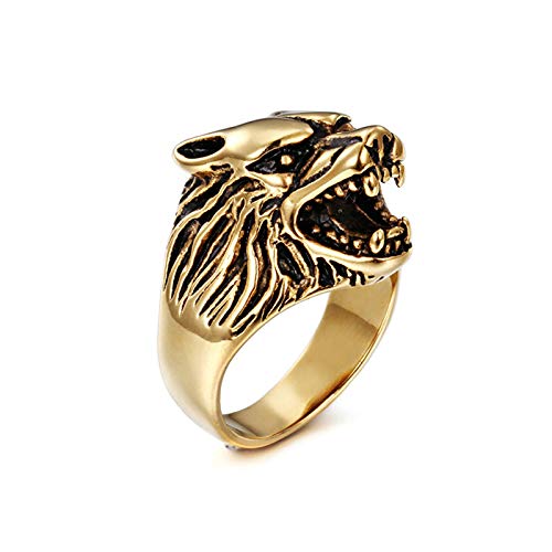 Bague homme loup acier inoxydable de haute qualité Daesar gothique or 66.5