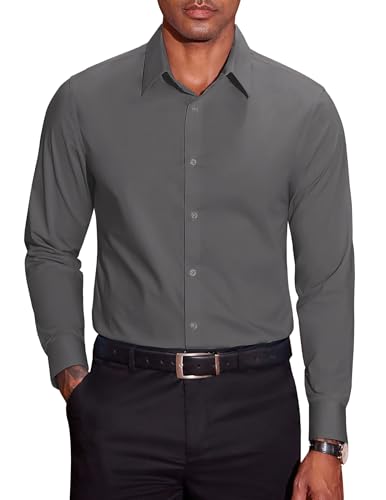 COOFANDY Camicia da Uomo a Maniche Lunghe in...