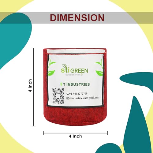 Image of Geo Fabric Grow Bags for Plants 4X4 Inch (Pack of 10) | 400 GSM Heavy Duty UV-Protected Round Maroon Colour Plant Bags for Terrace and Vegetable Gardening | Strong & Reusable|