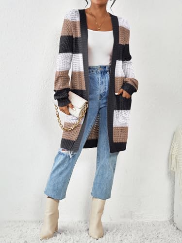 Image of Zeagoo Women's 2025 Fall Open Front Cardigan Long Batwing Sleeve Chunky Knit Sweater Loose Outerwear Coats with Pockets
