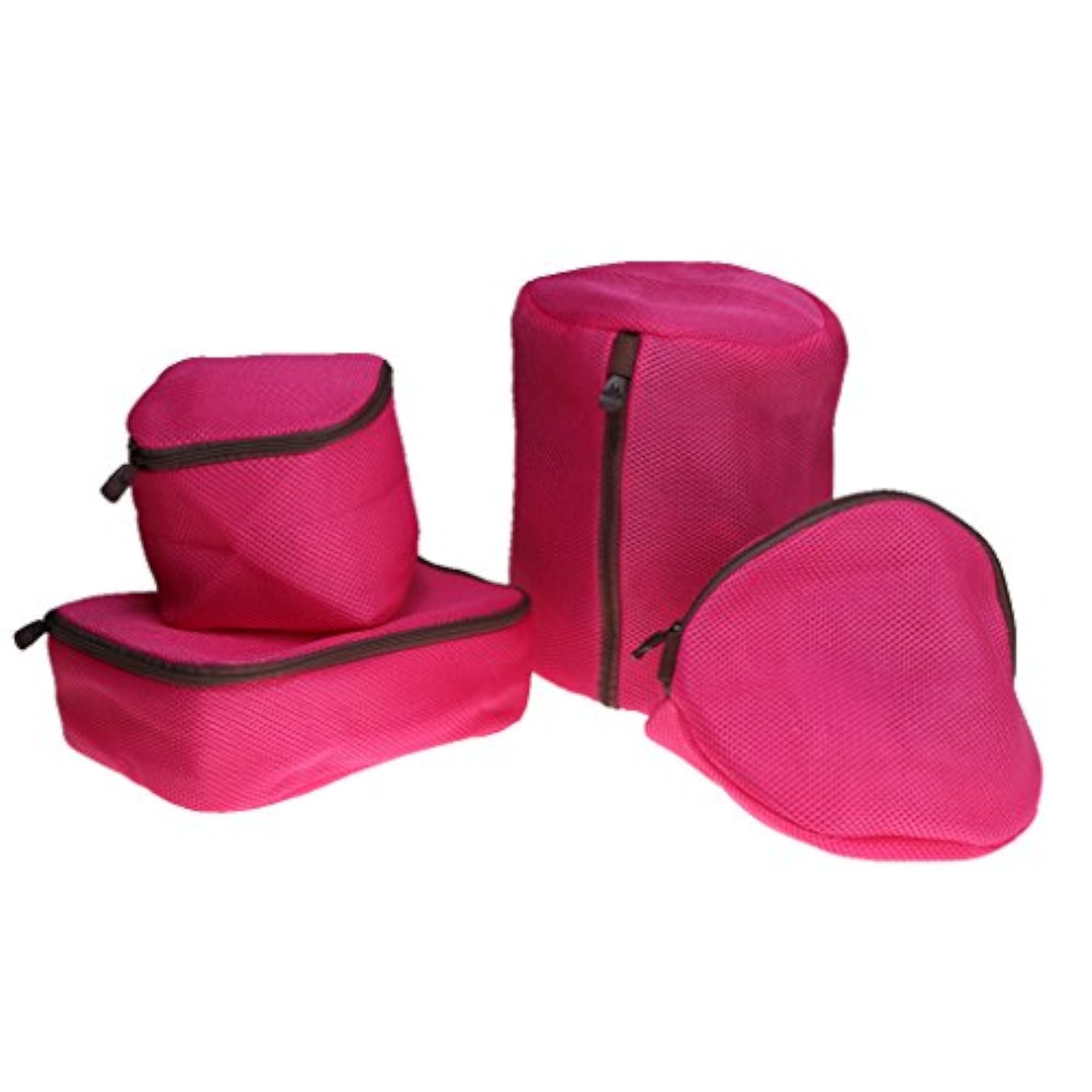 4pcs Bra Lingerie Washing Machine Bag Set, Rose Red