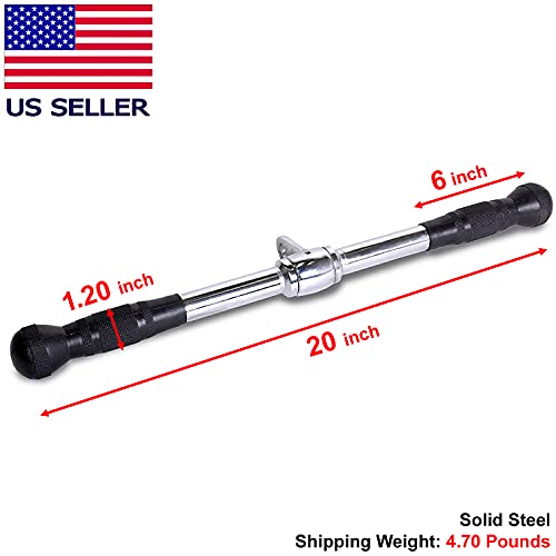 FITNESS MANIAC Deluxe Straight Barbell Bar Gym Cable Machine Attachments Bundle Pull Handle Pressdown Weightlifting Exercise Tricep Bar Combo 8PC Set - Thumbnail 4