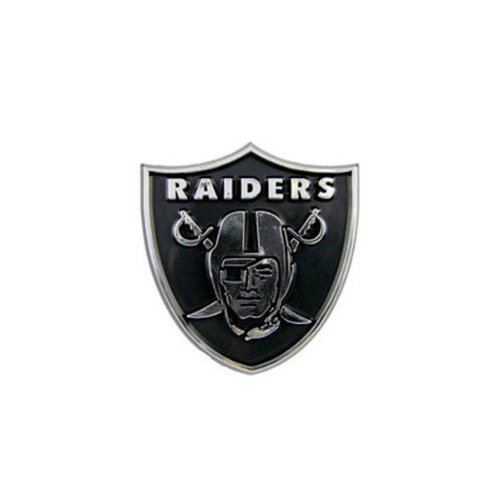 Image of Adhesive-Backed 3D Plastic Chrome-Finish Emblem in NFL Team Logo Design - Oakland Raiders