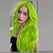 Neon Green Lace Front Wig Curly Fluorescent Green Synthetic Lace Front Wigs for Women Long Body Wave Pastel Glueless Lace Wigs Preplucked Hairline Real Hair Wig Baby Hair Daily Cosplay 24 Inch