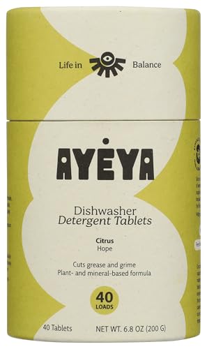 AYÉYA Hope Citrus Dishwasher Pods | Natural Dishwasher Tablets | Non Toxic Plastic Free Dishwashing Detergent | Biodegradable Dish Pods | Eco Friendly | Plant Based Citrus Scented Dish Tabs
