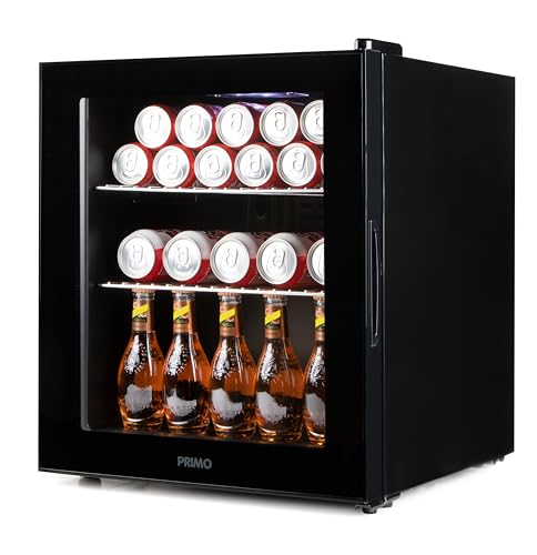 PRIMO PR178BC Réfrigérateur à boissons - Minibar - Mini réfrigérateur - Porte vitrée - Pose libre - 46L - D - Noir