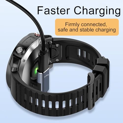 AQSQWQ 2 Stück USB C auf Gar-min Adapter, 90 Grad Typ C Buchse Gar-min Ladeadapter Datentransfer für Gar-min Watch Fenix 7 6S 6 Sq, 5V/1A Tragbar Ladeadapter für die Meisten Gar-min