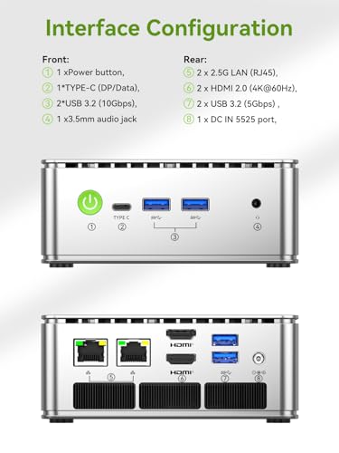 Image of GMKtec G11 Mini PC with AMD Ryzen Embedded R2514 (Beats 4300U /N150) | 16GB DDR4 256GB PCIe SSD, Dual 2.5GbE LAN Triple Display Business Office Home White Silver Mini Computer