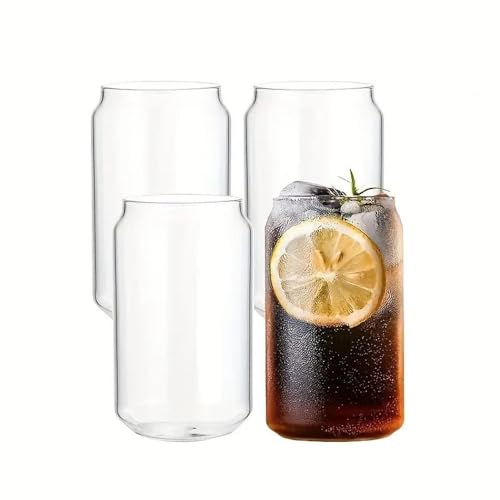 Image of criterion Drinking Glasses Set of 6 - Can Shaped Glass Cups, 490ml Iced Coffee, Smoothies, Soda, Beer, Water Tumblers | Unique Glass Cups Set | Dishwasher-Safe Glassware (6)