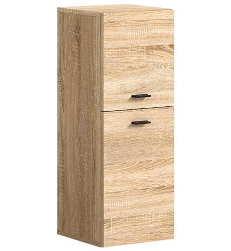 xonox.home Badezimmer Boston Badezimmerschrank Badschrank stehend Wandschrank hängend Standschrank Hängeschrank inEiche Sonoma Nb., ca.30x80x29 cm bodenstehend/hängend montierbar