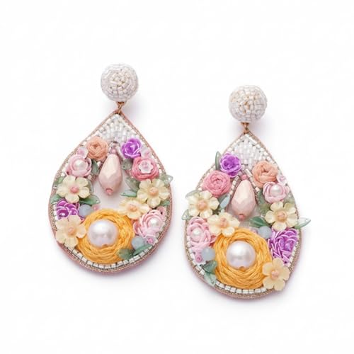 Image of SANJOYA by EVERSTYLISH Embroidered Earrings for Women | Sequins, Cutdana & Resham Floral Statement Earrings | Ethnic Jewelry for Weddings, Festivals & Special Occasions