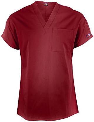 MediFit Men's Basic Solid V-Neck Medical Scrub Top(Mentop-MED,Win-S) Wine