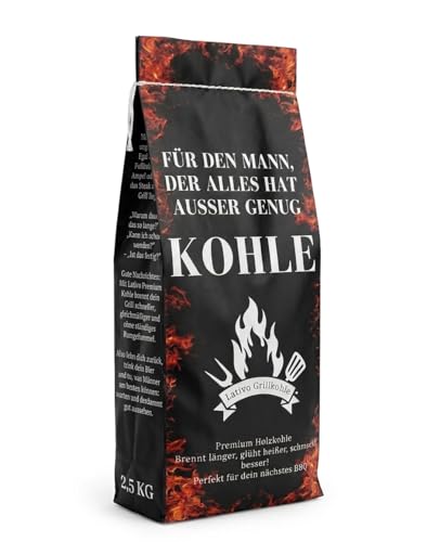 Grillkohle im 2,5-kg-Beutel, Originelle Geschenkidee mit Humorvollem Spruch, für BBQ-Abende und Geburtstage