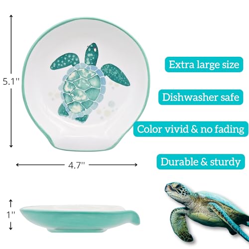 Turtle Spoon Rest - Coastal Ocean Nautical Decor, Teal Kitchen Accessories and Decor Turquoise Kitchen Decor, Hawaiian Beach Themed Kitchen Decor for Stove Top Counter, Cute Sea Turtle Gifts for Women - Thumbnail 5