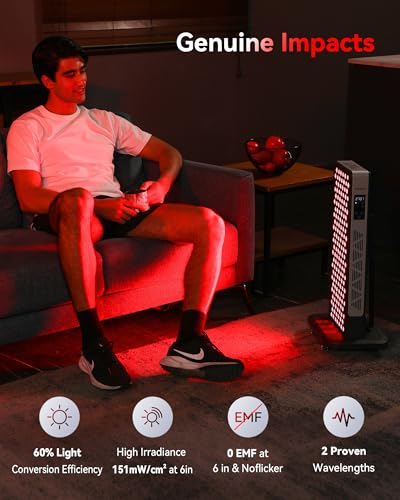 Image of FLIKEZE Red Light Therapy Panel for Full Body Face, Dual Chip 660nm 850nm | Near Infrared Light Therapy Device with 3 Modes Timer Stand, Light Therapy Lamp for Body, Home Office Gym, Basic 156 LEDs