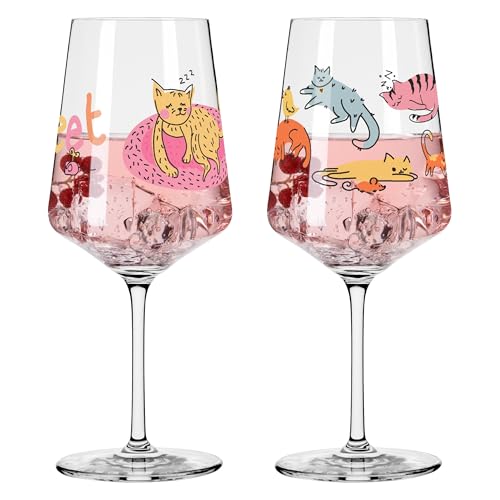 Miniatura 3 de Ritzenhoff 8106003 - Juego De 2 Vasos De Cóctel 600 Ml, Serie Animales Felices, 2 Unidades, Con Diseño De Gatos, Fabricado En Alemania