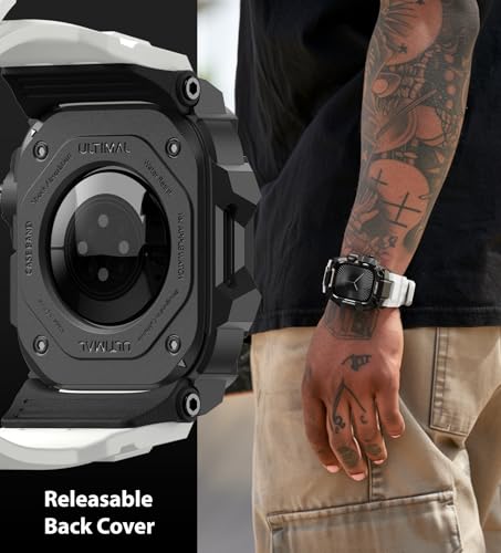 Image of ULTIMAL Rugged Case with Band for Apple Watch 46mm,Compatible with Apple Watch Series 11 /10, Military Grade Shockproof Bumper Cover for iWatch Tactical Band Men (46mm,White)