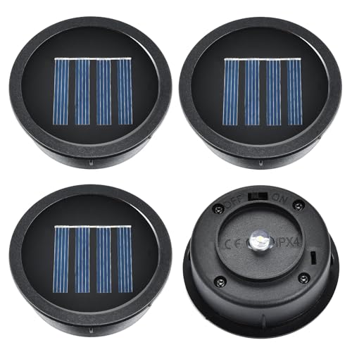 ELUTENG Solar Light Replacement Top 4 Pack (Top Size 2.76 inch, Bottom Size 2.42 inch) LED Solar...