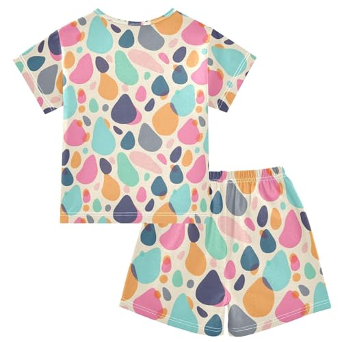 ALAZA Abstract Drops Pajamas Short Sleeve 2 Piece Sleepwear Top and Bottom Pajama Set Unisex2