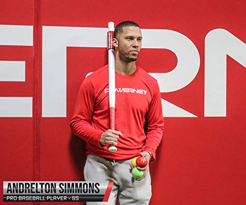 Powernet Sweet Spot Training Bat + Baseball 2.8" Progressive Weighted Ball 9 Pack Bundle | 34" W/Lite | Focus On Follow Through And Form | Build Strength And Muscle | Enhance Hand-Eye Coordination #TOP3